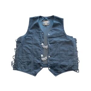 Milwaukee Performance Black Denim Moto Vest Conceal Carry Size 2X